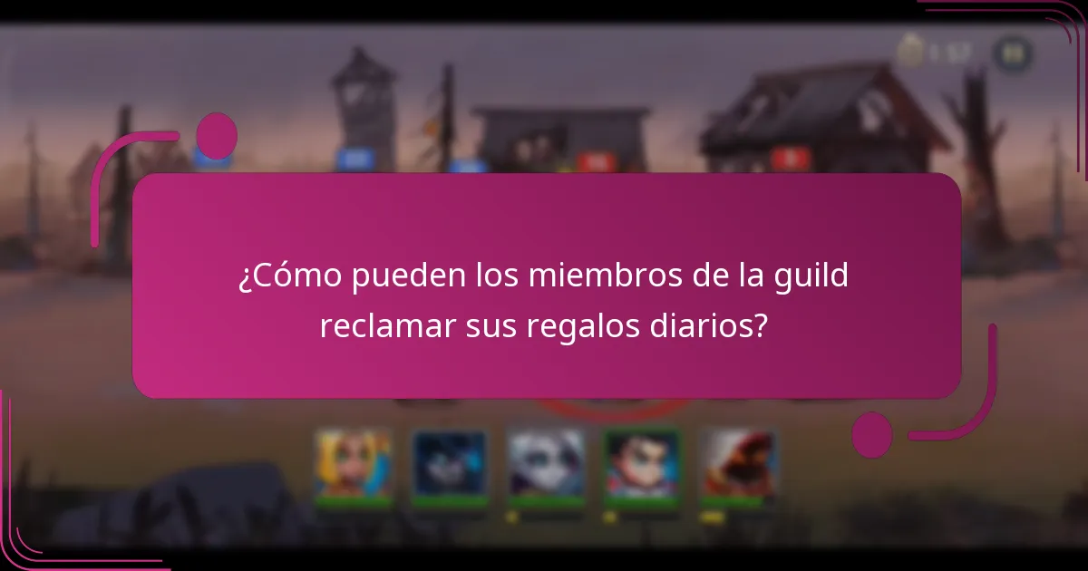 ¿Cómo pueden los miembros de la guild reclamar sus regalos diarios?