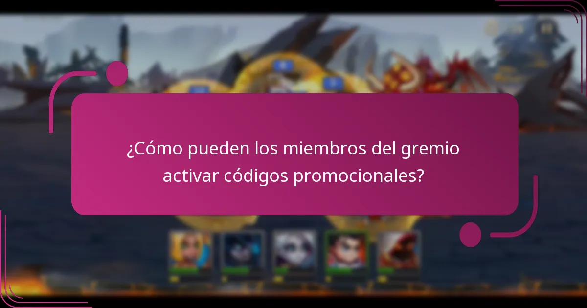 ¿Cómo pueden los miembros del gremio activar códigos promocionales?